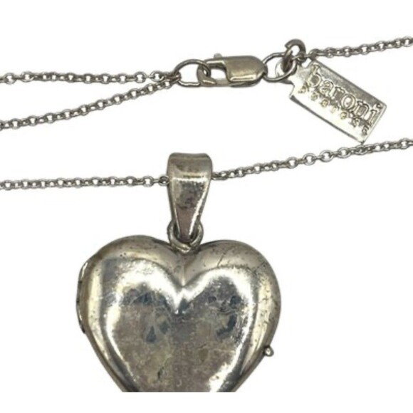 Baroni 925 Sterling Silver Heart Locket Necklace Floral 7.82g 16" Chain - Picture 3 of 12
